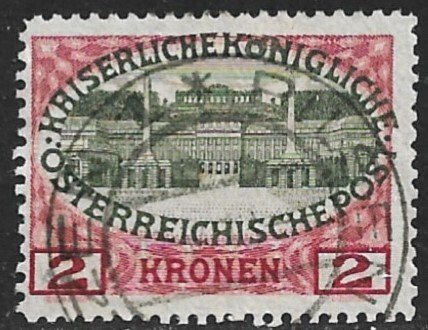 AUSTRIA 1908-16 2K Schonbrunn Palace Pictorial Sc 125 PILSEN Czech Postmark Used