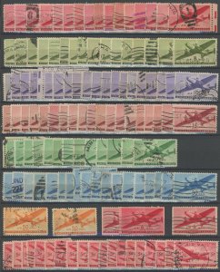 USA Airmail - Used Dealer Stock approx 1000 stamps incl C1 - C6