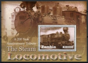 Trains Railways Stamps Zambia 2005 MNH Steam Locomotives Finnish Class 1v S/S