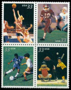 3399-3402 33c Sports Fine MNH Plt/4 LR P2222  F07702