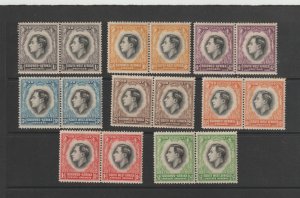 South West Africa Scott #125a-132a & 125b-132b unused 8 pairs OG MH