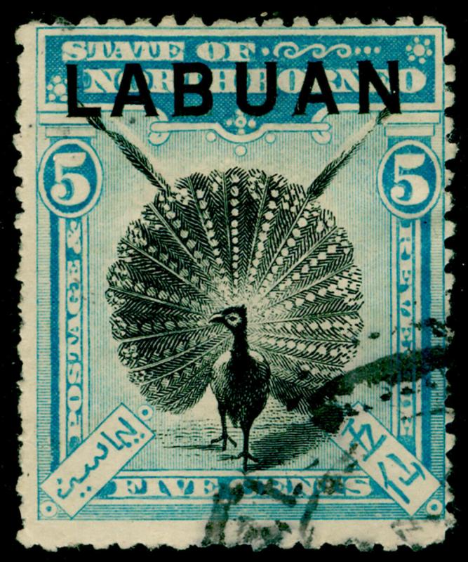 LABUAN SG114, 5c black & pale blue, USED. Cat £23.