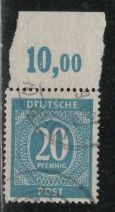 Germany AM Post Scott # 543, used, variation plate print