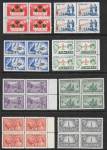 CANADA (230) Blocks and Imprint Blocks of 4 ALL Mint Never Hinged FV=C$73++