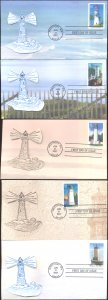 #4146-50 Pacific Lighthouses 3-D Laz FDC Set