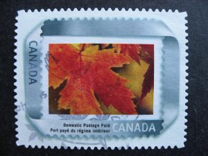 Canada personalized postage stamp, fall maple leaf, postally used