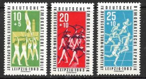 EAST GERMANY DDR 1963 Gymnastics and Sports Semi Postal Set Sc B103-B105 MNH