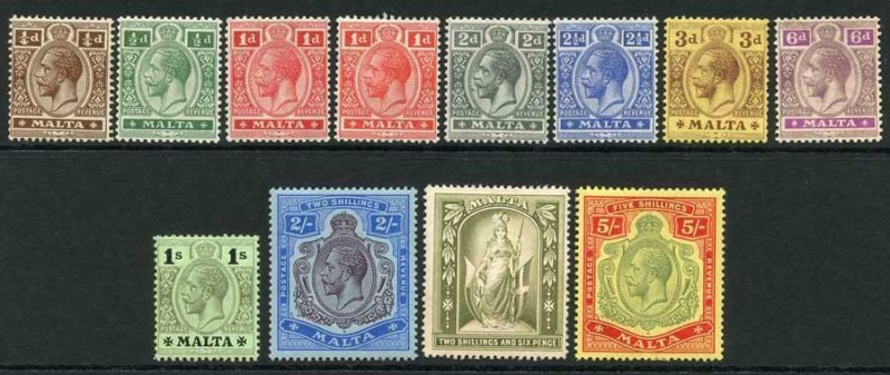 Malta SG69/88 KGV Set wmk Mult Crown CA (no 4d) Fresh Colours M/M Cat 235 pounds