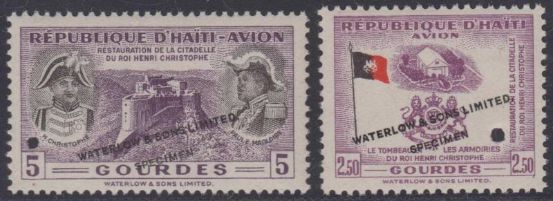 HAITI 1954 CHRISTOPHE CITADEL Sc C85 & C89 FULL SET PERF PROOFS + SPECIMEN MNH 