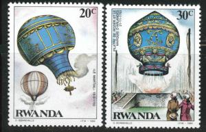 RWANDA Scott 1183-1184 MNH** Balloon stamps 1984