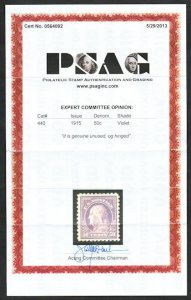 USA #440 VF/XF OG H, w/PSAG (05/13) CERT