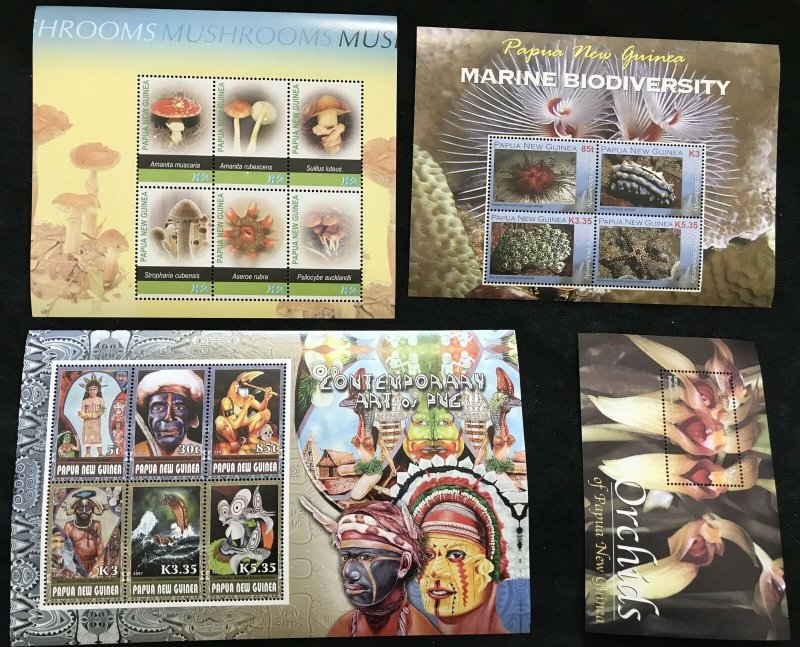 Papua New Guinea Royalty Sport Mushrooms Wildlife Mini Sheets MNH x36 (Pap 209)