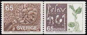 Sweden 1976 MNH Sc #1162a Pair 65o Seeds, Seedlings Testing Centenary