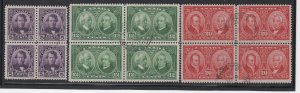 CANADA CA #146-8 1927  5c-20c McGee  etc VF Blocks of 4 USED