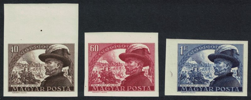 Hungary Death Centenary of General Bem 3v Imperforated SG#1154-1156 MI#1142-1144