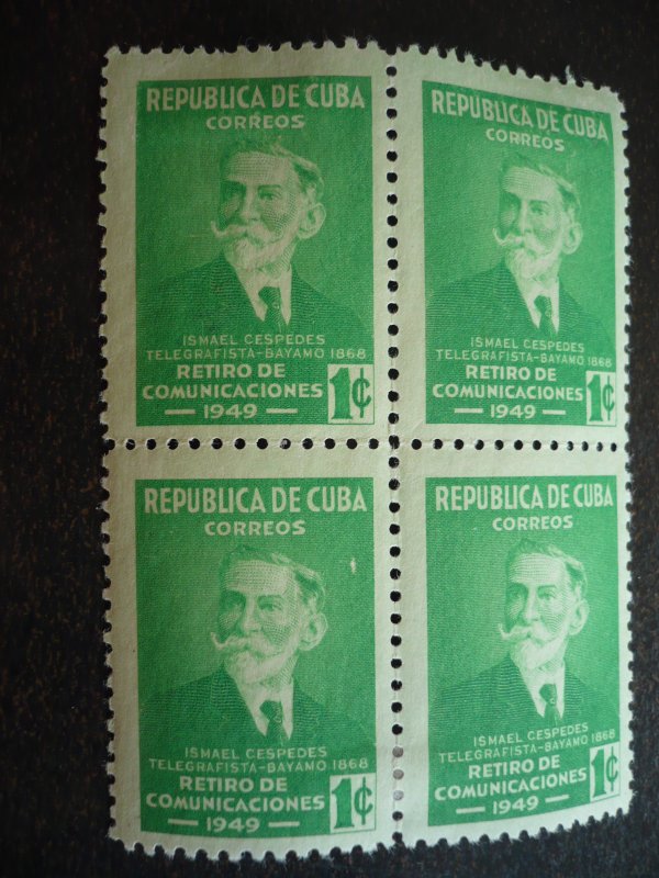 Stamps - Cuba - Scott# 438-440 - Mint Hinged Set of 3 Stamps in Blocks of 4