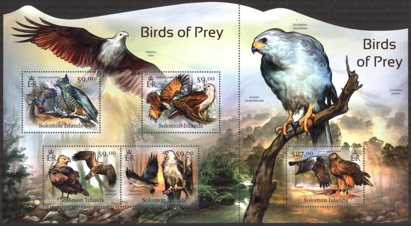 Solomon Islands 2012 Birds of Prey Joint Sheet + S/S MNH