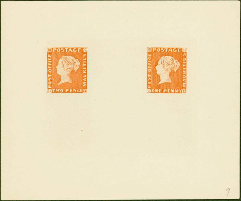 Mauritius 1847 POST OFFICE 1d and 2d in Orange-Red  SG1 and SG2 Reprint from the