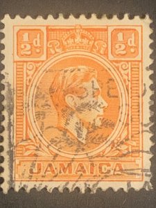 1/2 d Jamaica postage stamp  ,  black cancelled postage used, refno:5015