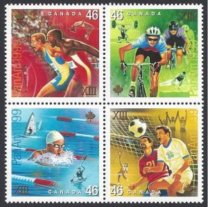 Canada #1804a MNH block of four, Pan American Games, Winnipeg, issued 1999