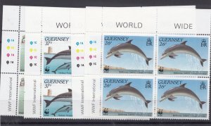 Guernsey 1990 WWF Marine Life Inscription Block of 4 x 4 SG501/504 MNH BP10517