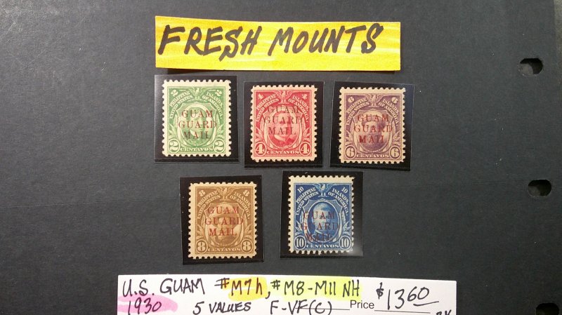 Guam (U.S.Administration) 1930 Scott# M7 Hinged, M8-M11 MNH F-VF set of 5 values