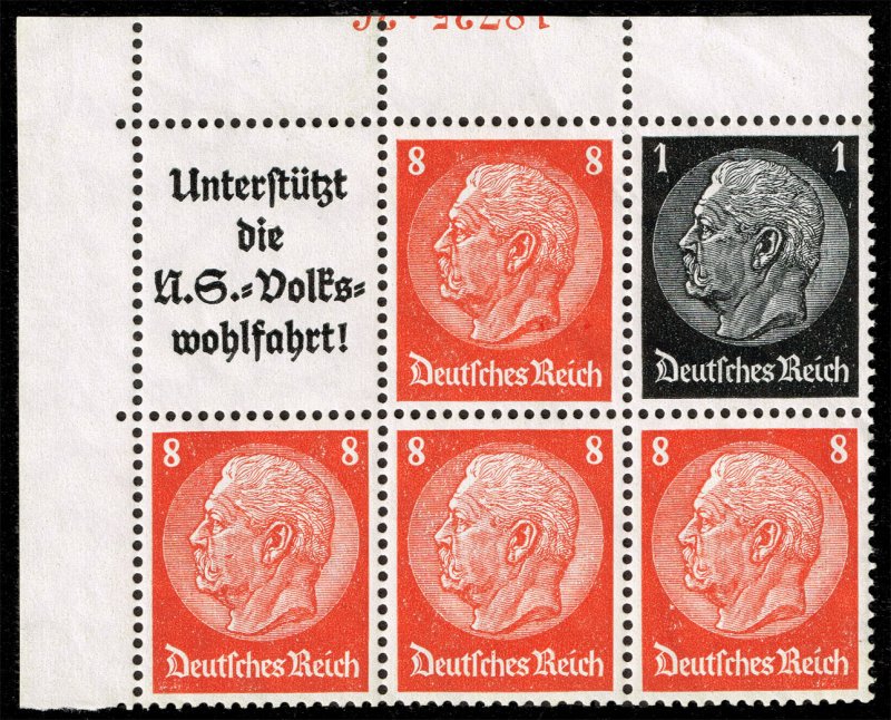 Germany #415c Paul von Hindenburg Bklt Pane; MNH Partial