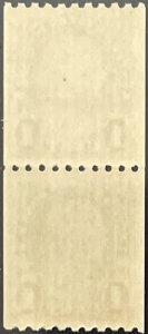 Scott #604 1924 1¢ Benjamin Franklin rotary perf. 10 horizontally MNH OG pair