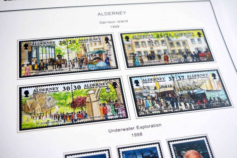 COLOR PRINTED ALDERNEY 1983-2018 STAMP ALBUM PAGES (80 illustrated pages)