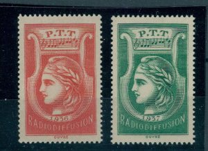 FRANCE, RADOIFFUSION (Radio License fee) 1936 NH, 1937 NG, both very fresh