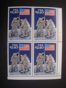 Scott 2419, $2.40 Moon Landing, PB4 #11111 1 LR, MNH Priority Mail Beauty