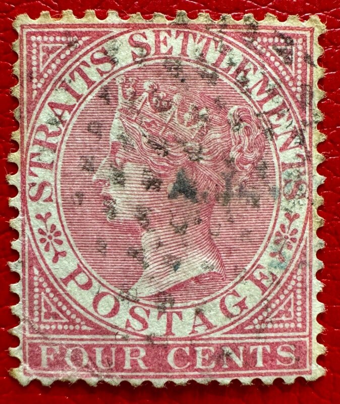 MALAYA Straits Settlements 1867-72 QV 4c CC Used SG#12 M5455