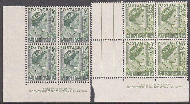 AUSTRALIA GVI - Queen Mother 2 imprint blocks MNH............................863