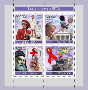 GUINEA BISSAU - 2007 - Fight AIDS - Perf 4v Sheet - Mint Never Hinged