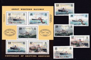 GUERNSEY 1989, Railway Steamer MNH Sheet & set # 411-415a