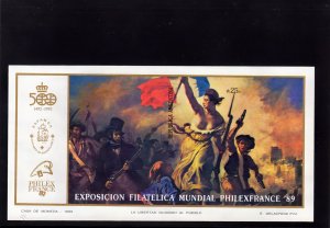 Argentina 1989 Sc#1658 Liberty Guiding the People by Delacroix S/S IMPERFORATED