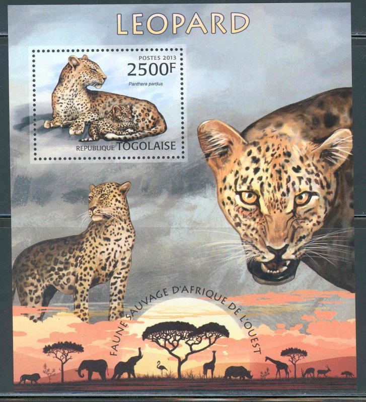 TOGO 2013 WILD ANIMALS OF WEST AFRICA LEOPARD SOUVENIR SHEET