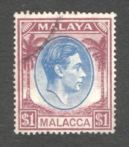 Malaya - Malacca, Scott #15  VF, Used,  CV $26.00 .... 3660014