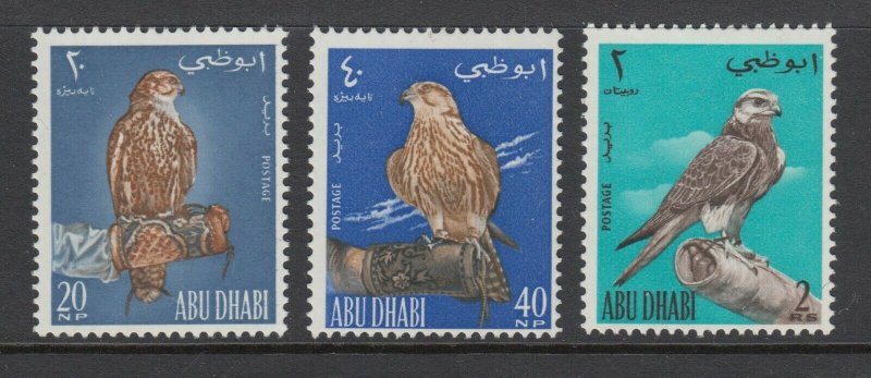 Abu Dhabi Sc 12-14 MLH. 1965 Birds of Prey, complete set, fresh, VLH, F-VF.