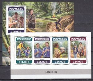 Mozambique, 2018 issue. Scouting sheet of 4 & s/sheet. ^