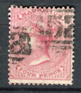 MAURITIUS; 1863-72 early classic QV Crown CC issue used 4d. value