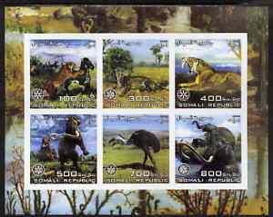 Somalia 2003 Dinosaurs imperf sheetlet containing 6 value...