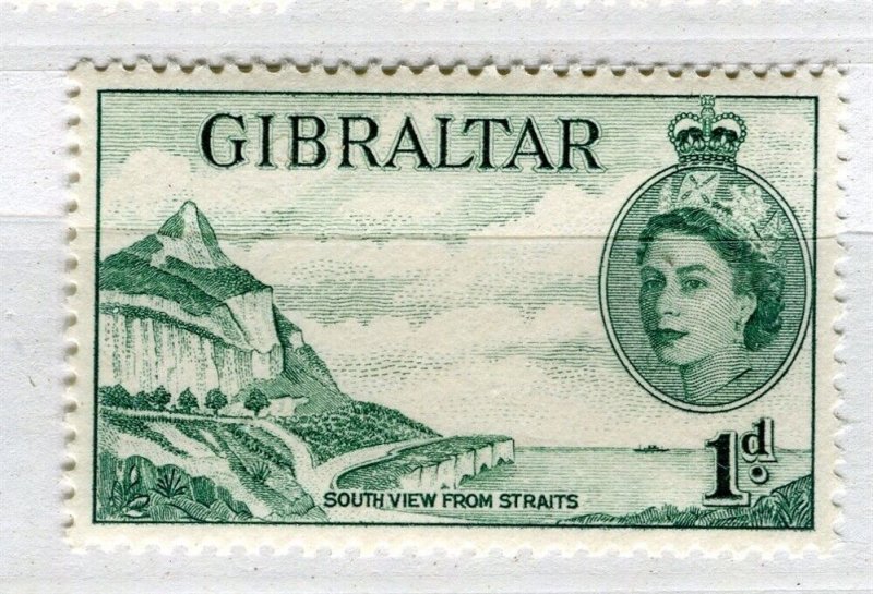 GIBRALTAR; 1953 early QEII Pictorial issue fine MINT MNH 1d. value