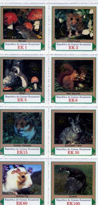 Equatorial Guinea 1978 SQUIRREL RODENT OVPT WWF Sheet Perforated Mint (NH)