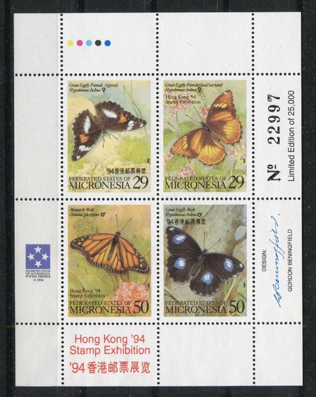 Micronesia 190, MNH, Insects  Butterflies, 1994 Hong Kong 1994. x28527