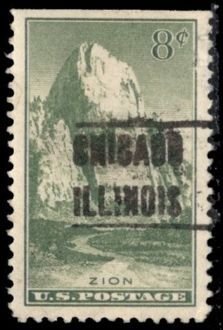 1934 US Scott #- 747 8 Cents Zion National Park Chicago Illinois Precancel Used