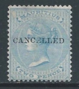 Mauritius #33 Mint No Gum Ovptd. Cancelled 2p Queen Victoria - Wmk. 1