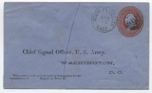 1870s South Plymouth MA 3ct war department stamped envelope [h.4309]