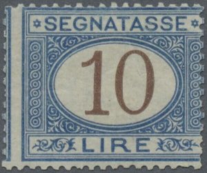 Regno, 10 lire Segnatasse cifra in bruno nuovo ** (cert. Sorani)    -CW73