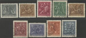 HUNGARY Sc#B157-B165 1943 Warriers Complete Set Most Used